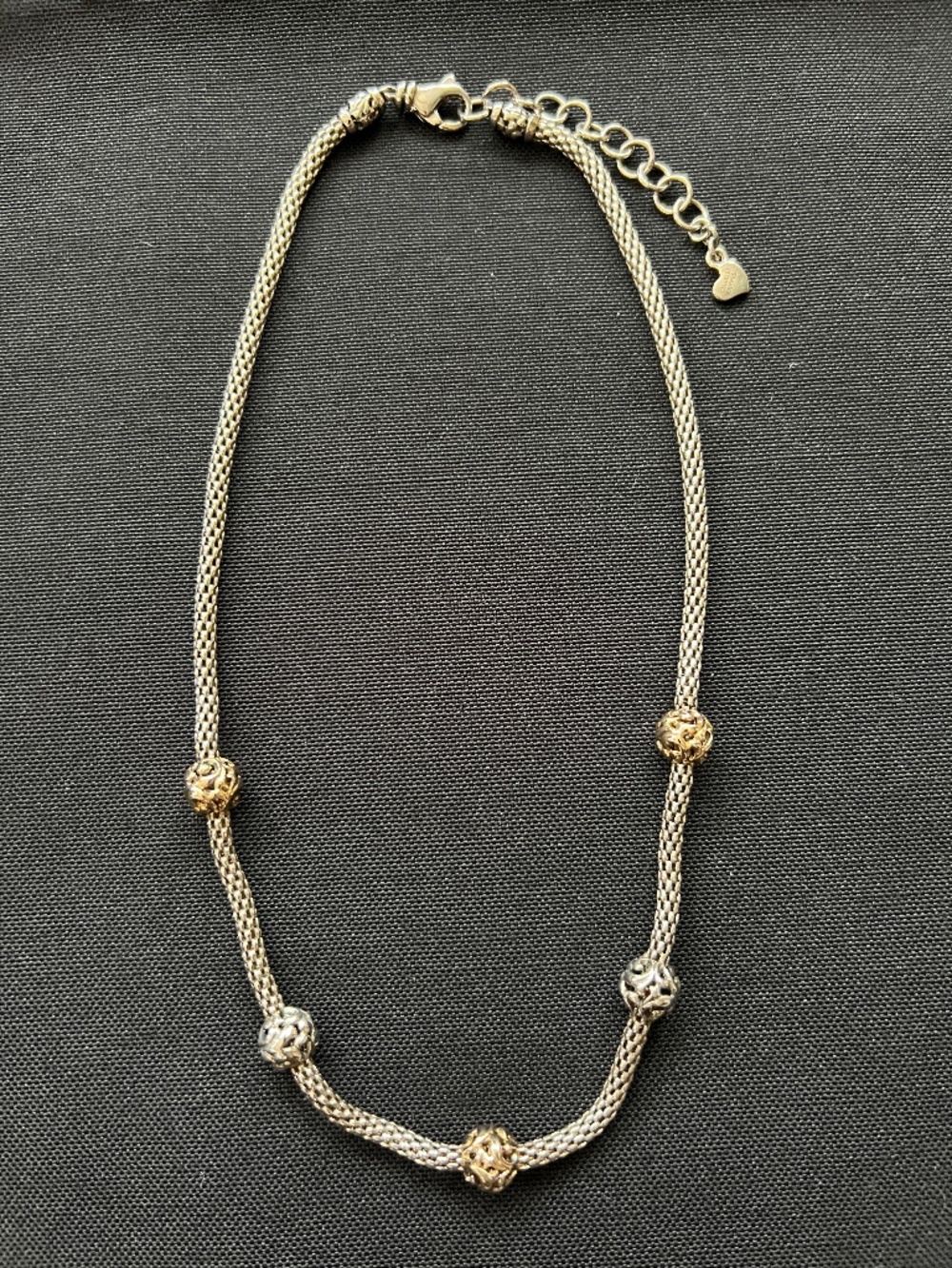 Charles Krypell Sterling Silver Ivy Lace Ball Station Necklace